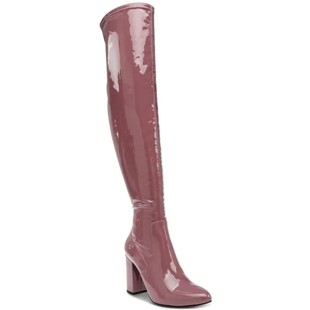 Wild Pair Womens Bravy Purple Patent Dressy Over-The-Knee Boots Shoes NWT